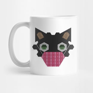 Black Cat Wearing "Union" pattern mask Mug